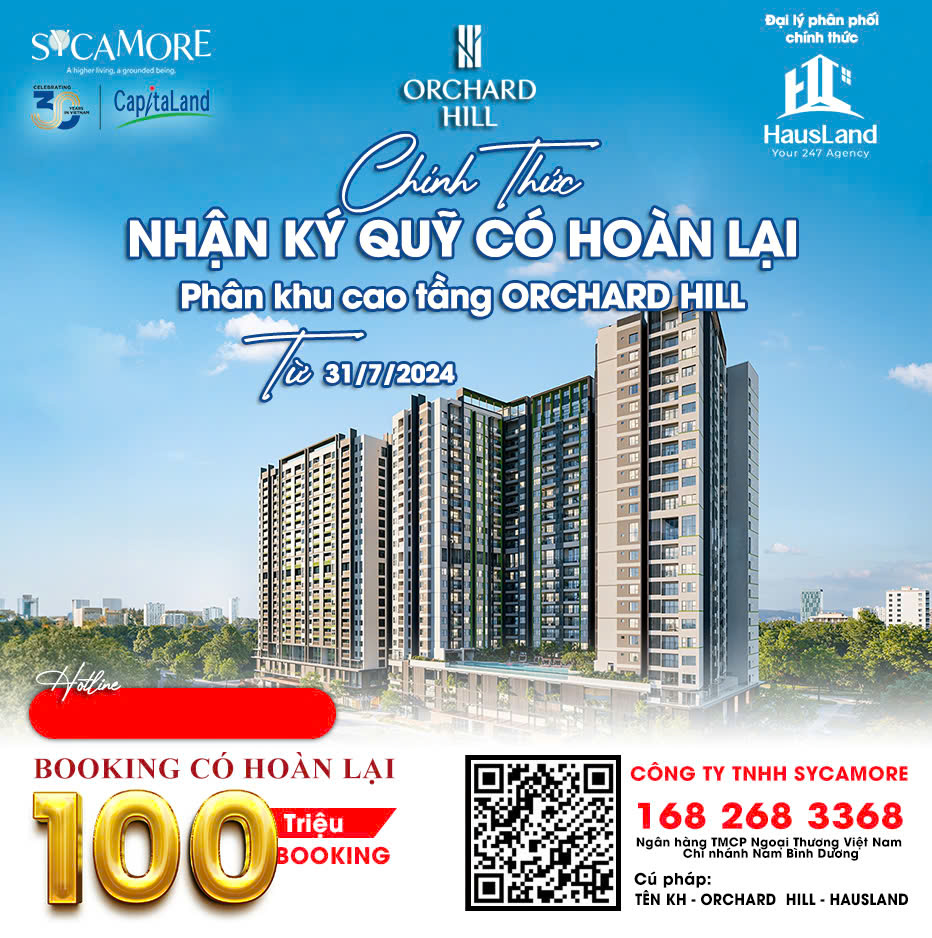Orchard Hill Sycamore - CapitaLand luxury apartments for sale from only 48 million/m2 Chinh thuc nhan Booking can ho Orchard Hill Du an Sycamore