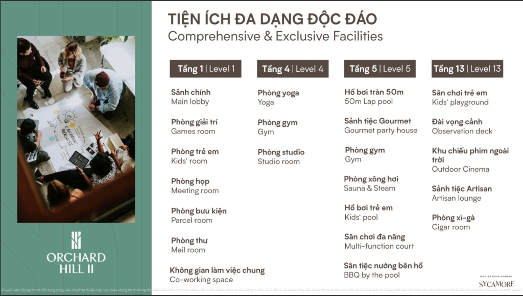 121 Tiện ích độc bản chỉ có tại Căn hộ Orchard Hill Sycamore He thong 121 Tien ich tai Orchard Hill @2